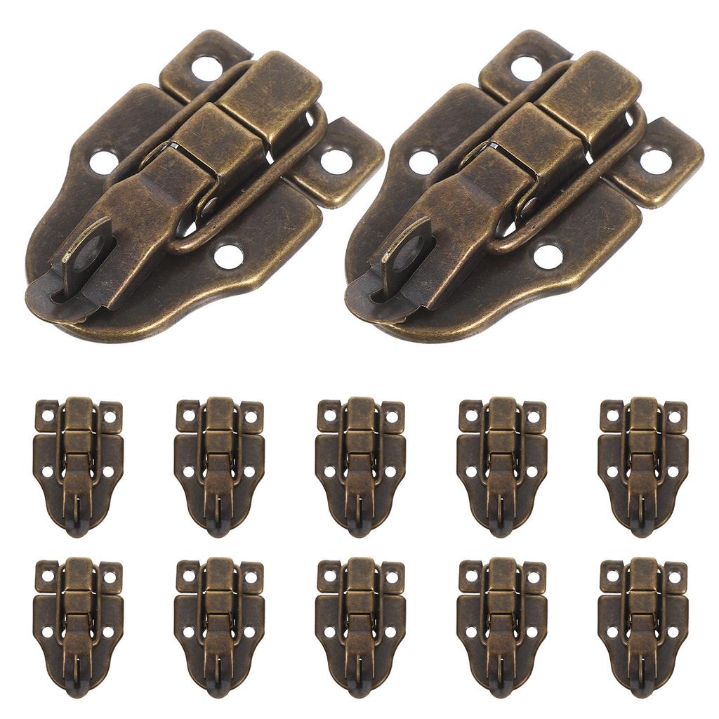 12pcs Retro Toggle Latch Metal Duckbilled Hasp Catch Decorative Buckle Hardware For Jewelry Box Cabinet Wooden Case