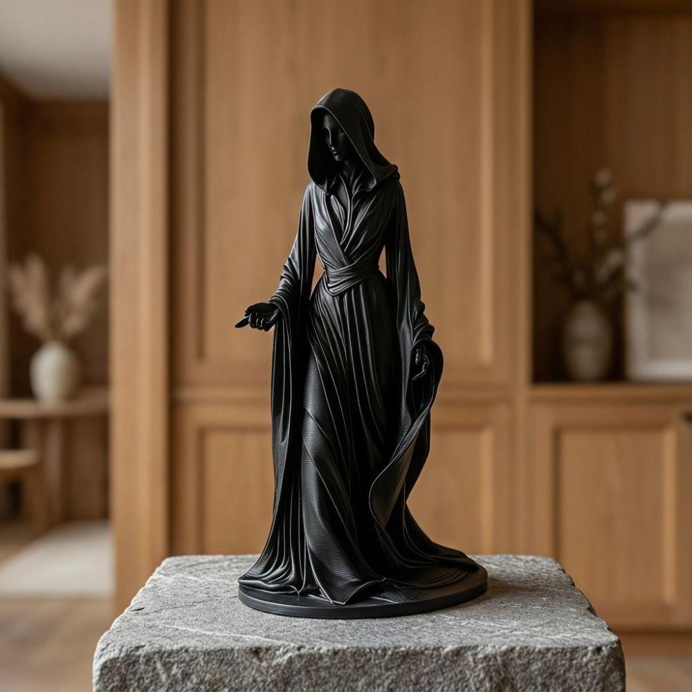 Dunkle Ästhetik Göttinnen-Skulptur 3D-gedruckte Desktop-Ornamente Retro-Umhang Frauenstatue Heimdekoration