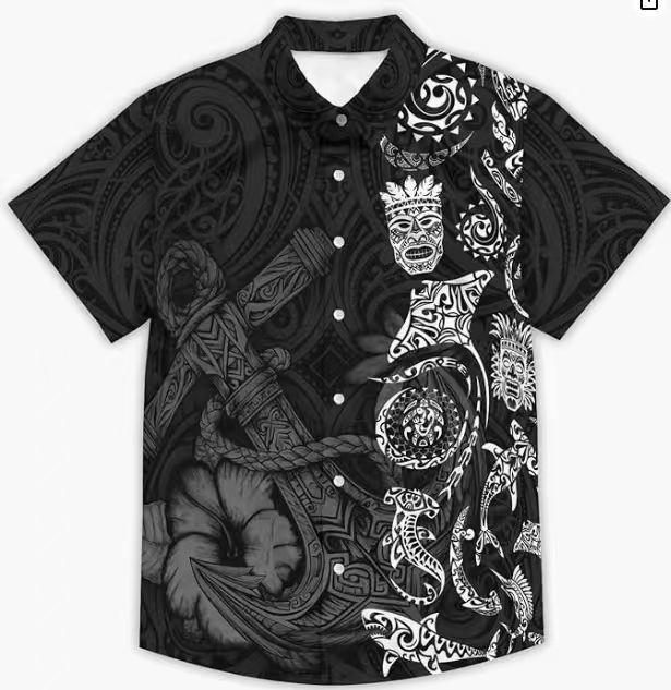 Summer Men's Beach Shirt Printed Hawaiian Short Sleeve Flower Shirt Boys