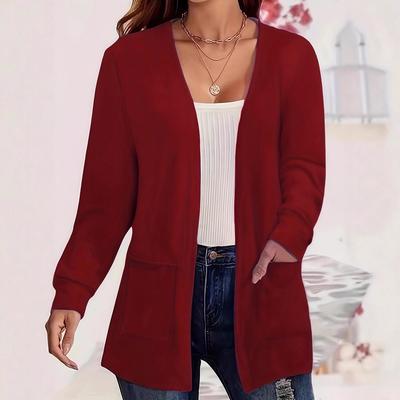 Elegant Pocket Long Sleeve Knitted Cardigan - 2026 Autumn Collection S