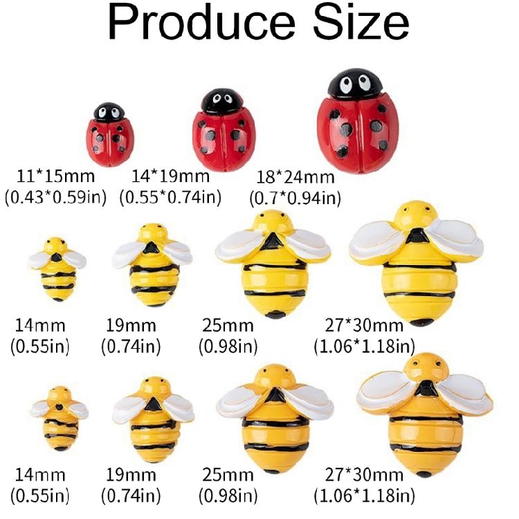 Hairhoop Brooch Appliques Cartoon Honeybee/Ladybugs Flatback Sticker for Handmade Headbands Craft Project Hairclip Decors