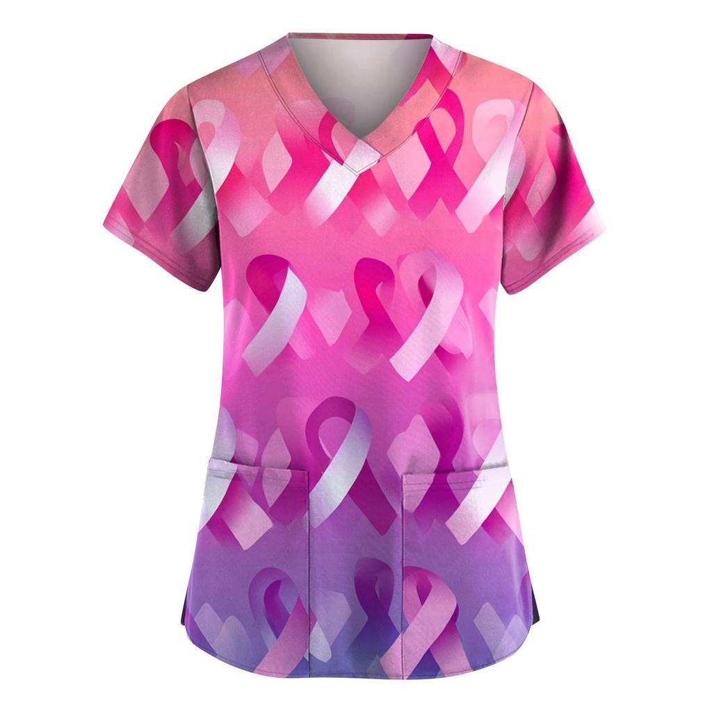 Dámská móda Overal s V výstřihem a krátkým rukávem s kapsami Potištěné topy Oblečení