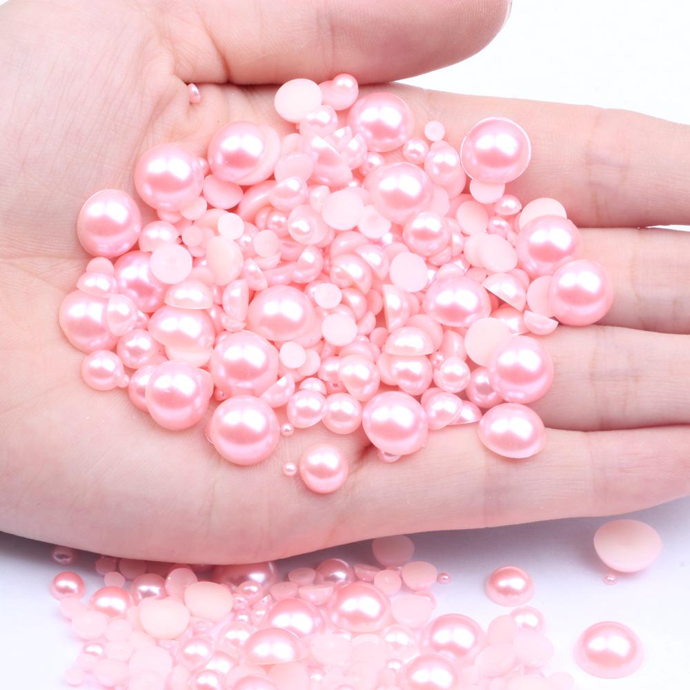 Colorful Flat-Bottomed Semi-Round ABS Imitation Pearls, 2-10mm, Mixed Sizes, 1000 Pieces for DIY Jewelry