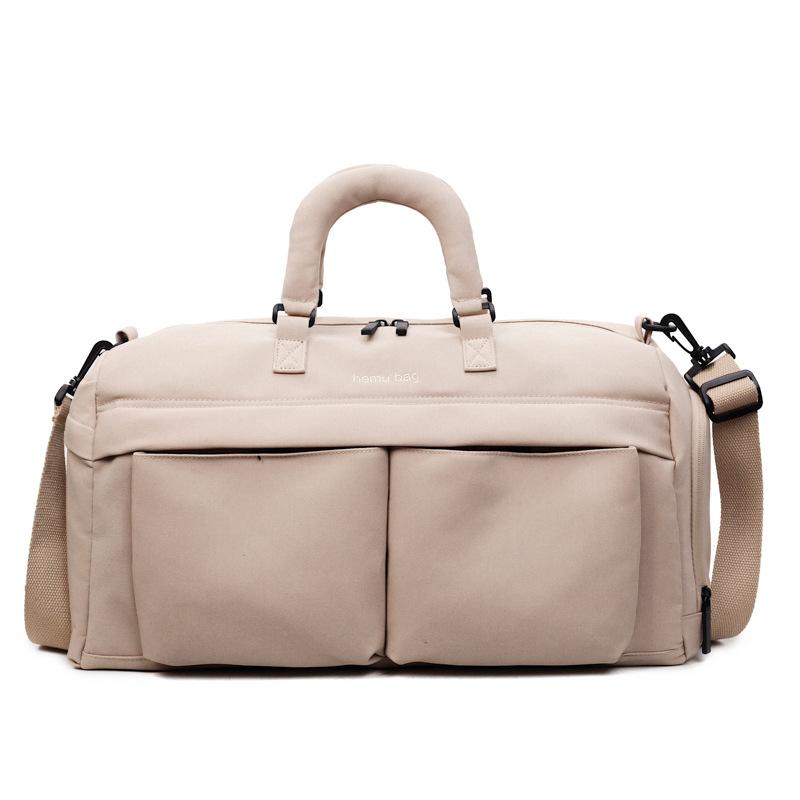 New solid color simple sports fitness bag large capacity casual swimming training bag short dry and wet separation travel bag