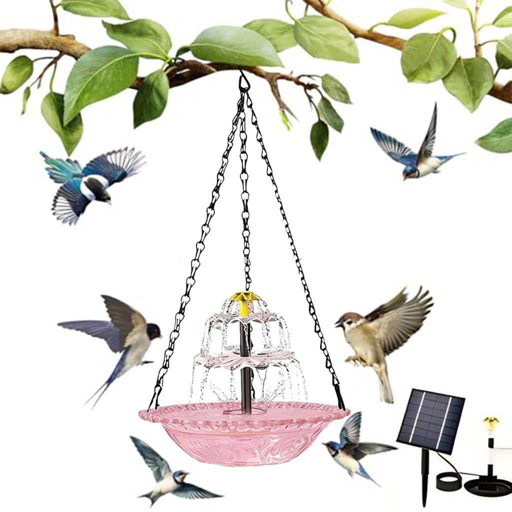 Outdoor Hanging Bird Bath with Solar Fountain Solar Cascade Hanging Bird Bath Fountain for Outdoor Garden Backyard Patio Lawn