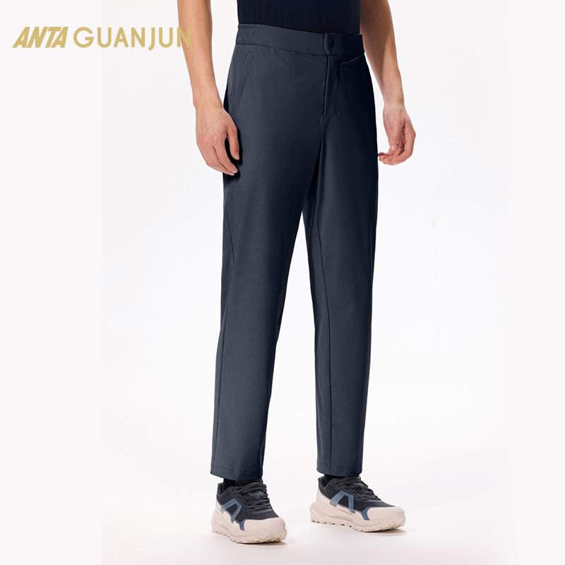 Anta Champion All-Weather Series Solid Color Mid-Waist Straight Casual Pants Men Bottoms Night-Sea-Black 152330511-3