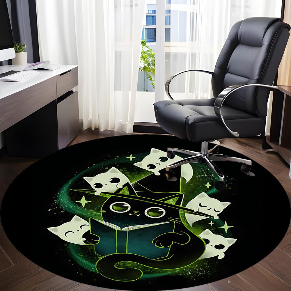 1pc Witchcraft Cats Office Round Area Rug, Under Office Chairs Bedroom Living Room Home Decor, Room Deco, Available in Various Sizes