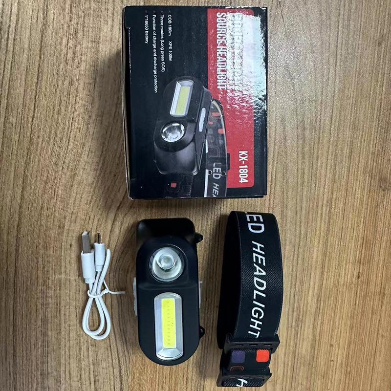 Multifunktions-USB-Anschluss wiederaufladbare Stirnlampe Cob Outdoor Notfall Stirnlampe