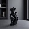 PLA Cat Sculpture 3D Printed Hollow Figurine Modern Black White Kitten Statue
