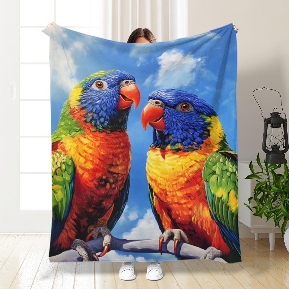 Pc Vintage Parrot Print Blanket Soft Warm Gsm Polyester Throw with Vibrant Macaw Cockatiel Design AllSeason Couch Bedd