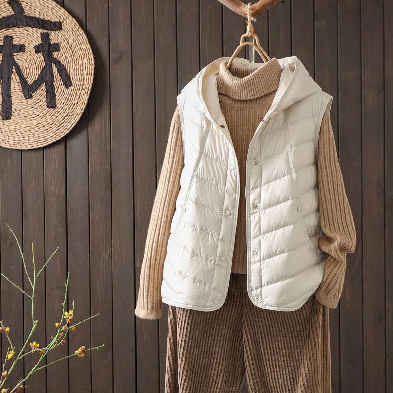 White duck down jacket women's short vest new autumn and winter fashion light inside and outside wearing vest jacket