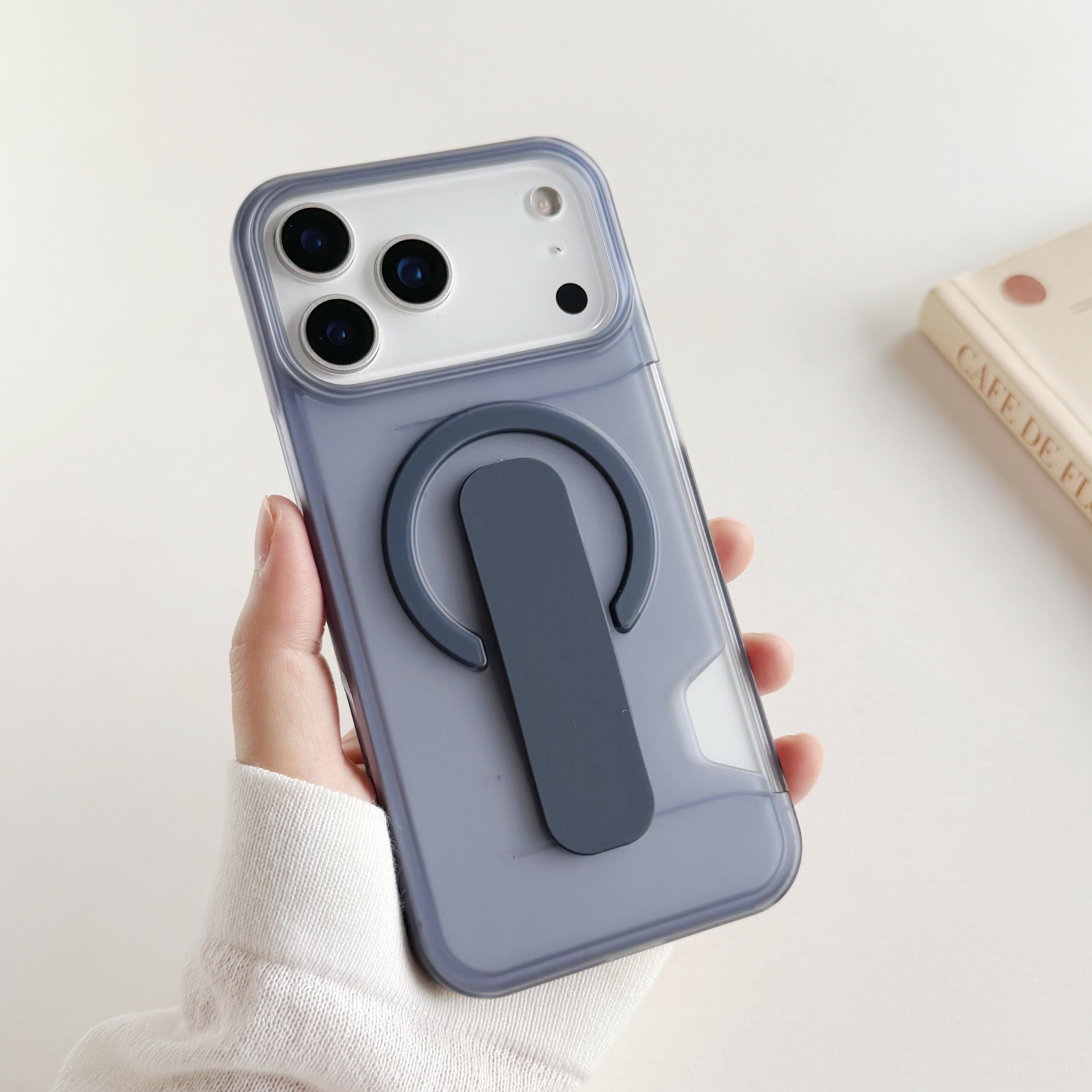 

Translucent Grip Holder Card Slot Shockproof Case for Apple iPhone 17 16 15 14 13 Pro Max For Magsafe Charge Magnetic Cover Capa For iPhone 17
