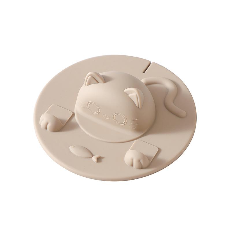 

Silicone cup lid cartoon creative milk tea beverage coffee cup lid dustproof and leak-proof 3D cat head multi-functional cup lid