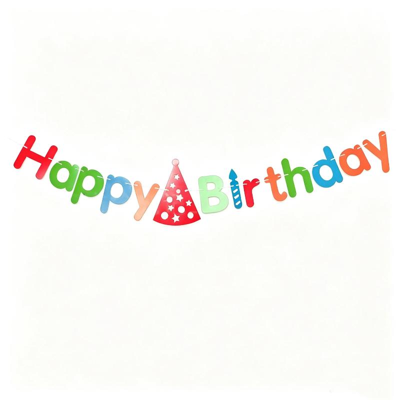 Complete Happy Birthday Decor Kit Colorful Letter Banner Hat Garland for Baby Shower Birthday Party Decorations