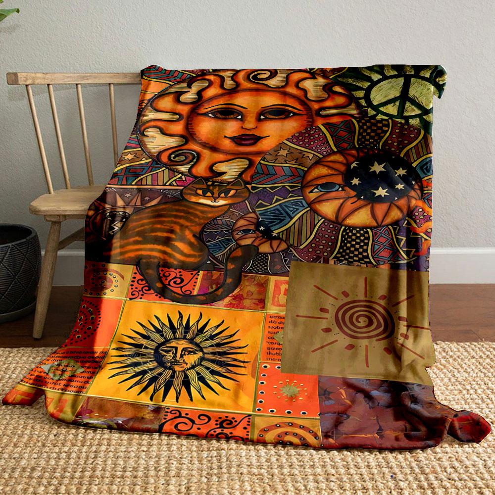 

Sun Cat Peace Sign Print Blanket bedroom Blanket for Livingroom Couch lunch break Soft throw for Friend s festival Gift 80cm x 120cm