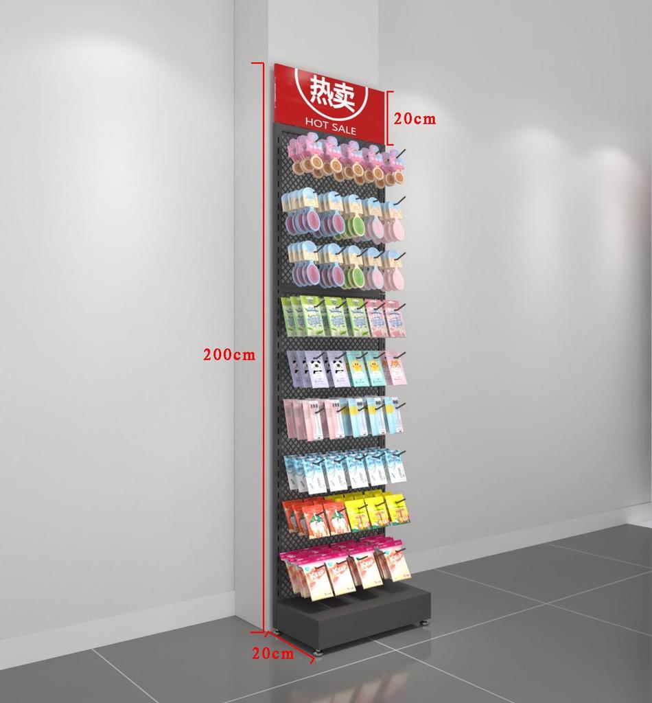 Multi-Use Display Rack with Hooks: Perfect for Spicy Strips, Snacks, Socks, Lip Balm, Toothbrushes, and Small Accessories.