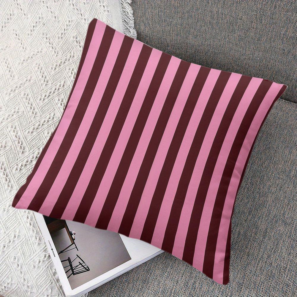 Pink & Burgundy Vertical Stripes Square Jacquard Pillow Cover for Sofa Office Waist Cushion Cover Home Decorative Pillowcase
