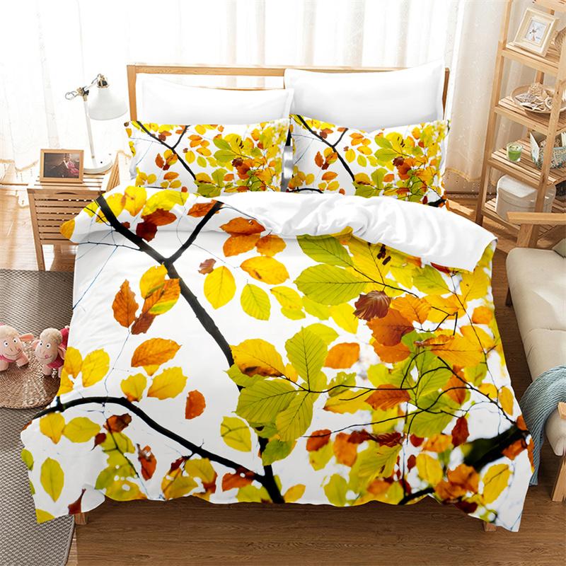 Leaves Bedding Sets Green Plants Duvet Cover Boys Girls Kid‘s Duvet Cover Set King Quilt Cover Bedroom Bed Set Queen Bedding Set