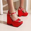 Platform Sandals Women Summer Open Toe Punk Style High Wedges Satin Casual Heeled Summer Shoes