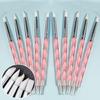 5pc Dual-end Nail Silicone Brushes Polishable Carving Drawing Paint Dot Tool Nails Arts Pen Acrylic UV Gel Extension Grids Brush