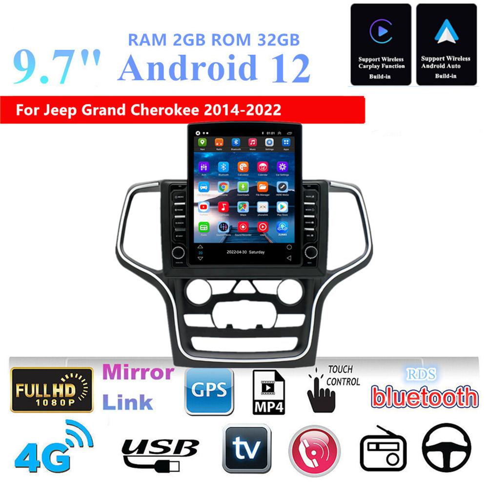 9.7'' Vertical Car Stereo Mirror Link OBD RDS For Jeep Grand Cherokee 2014-2022