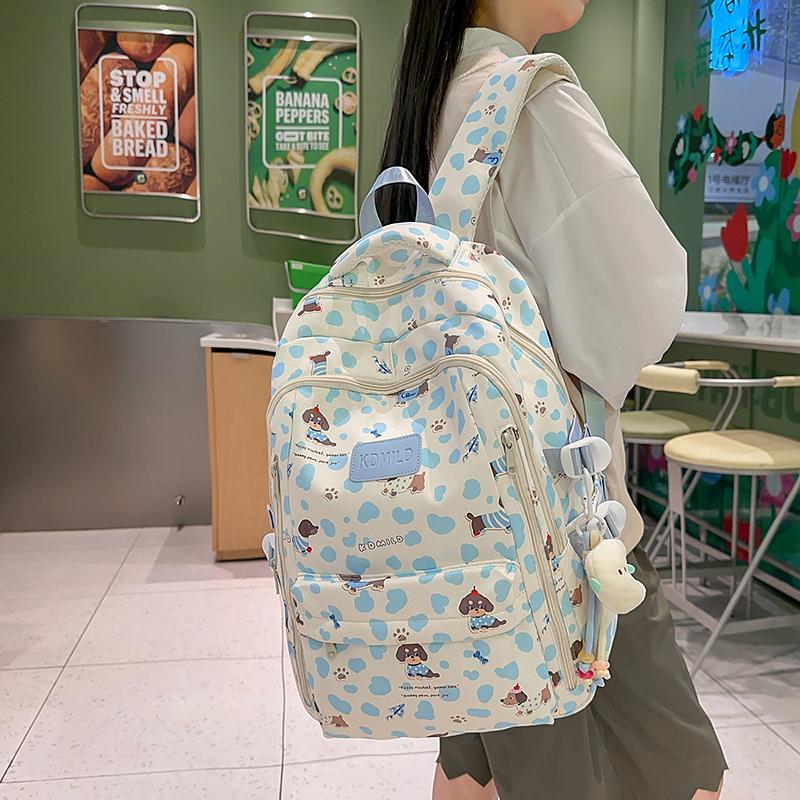 College Style Backpack Puppy Pattern Schoolbag Junior High School Student Book Bag