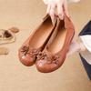 New Real Cow Leather Ballet Flats Woman Slim Foot Shoes Ladies Vintage Floral Moccasins Woman Luxury Flattie Beige Slip On Shoes