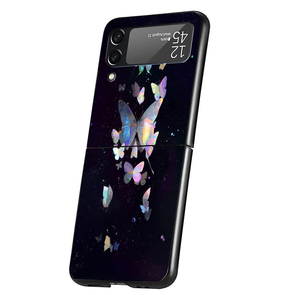 Blue Butterfly Beautiful Wing Cover Phone Case For Samsung Galaxy Z Flip 7 6 5 4 3 5G Flip7 Flip6 Flip5 Flip4 Flip3 Black Fundas