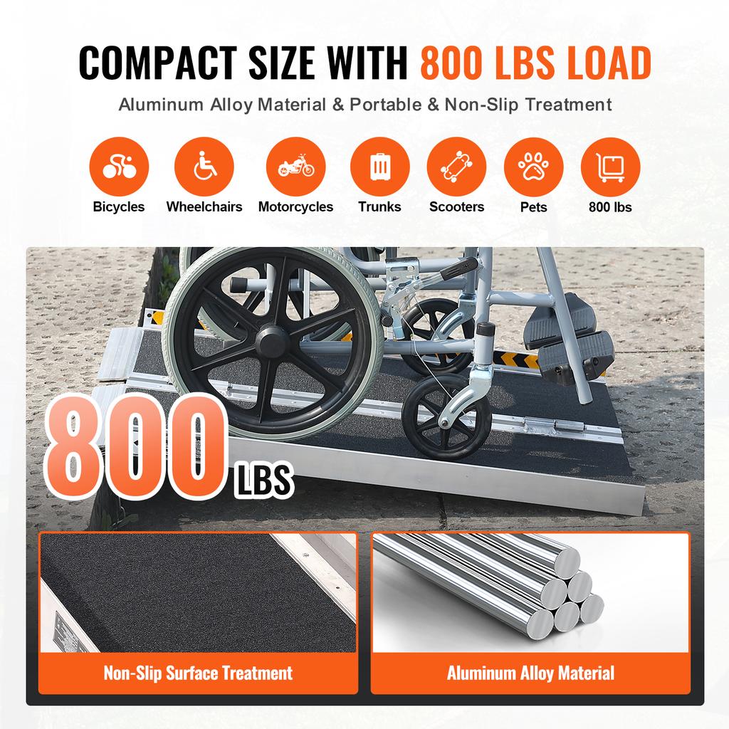 SucceBuy Portable Wheelchair Ramp Non-Slip Aluminum Folding Threshold Ramp Foldable Mobility Scooter Ramp Wheel Chair Ramp