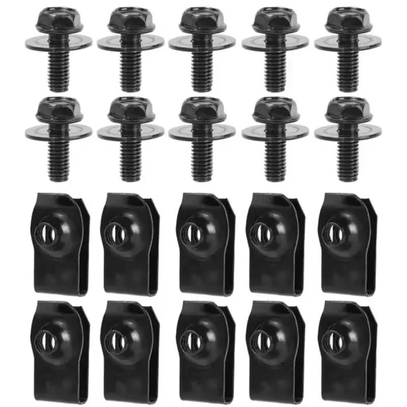 

20Pcs Automotive M6 Underhood Splash Guard Mudguard Fixing Screws U-Nut Clip Fasteners Metal Bolt Screws Auto Fastener