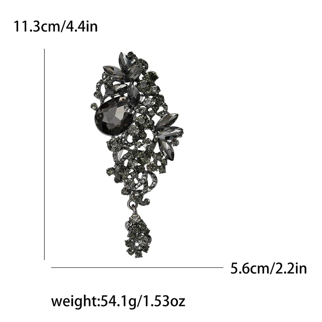 Fashion Retro Alloy Rhinestone Large Glass Brooch Elegant Atmosphere Clothing Corsage Jewelry Pin