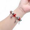 Christmas Snowflake Pendant Bracelet - Red Beaded Design with Tree Charm