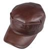 Boina Plana de Couro Genuíno de Vaca Masculina para Inverno com Abas de Orelha - Estilosa e Quente para Meia-Idade e Idosos