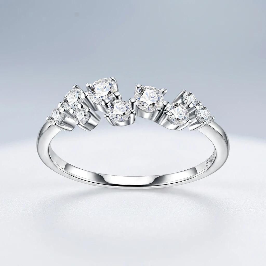 S925 Sterling Silver Moissanite Wedding Band Ring Eternity Ring for Women Jewelry