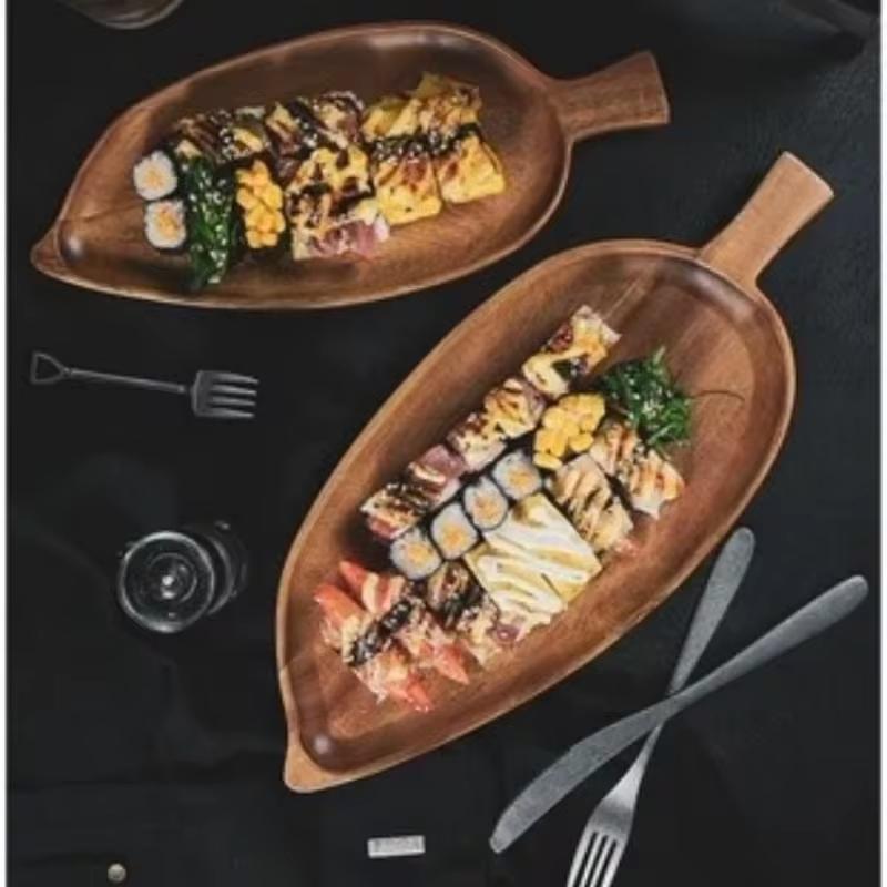 Drink Tray For Serving Food Wooden Tray With Handles Food Serving Trays Coffee Dessert Fruit Snack Breakfast Kitchen Free Ship