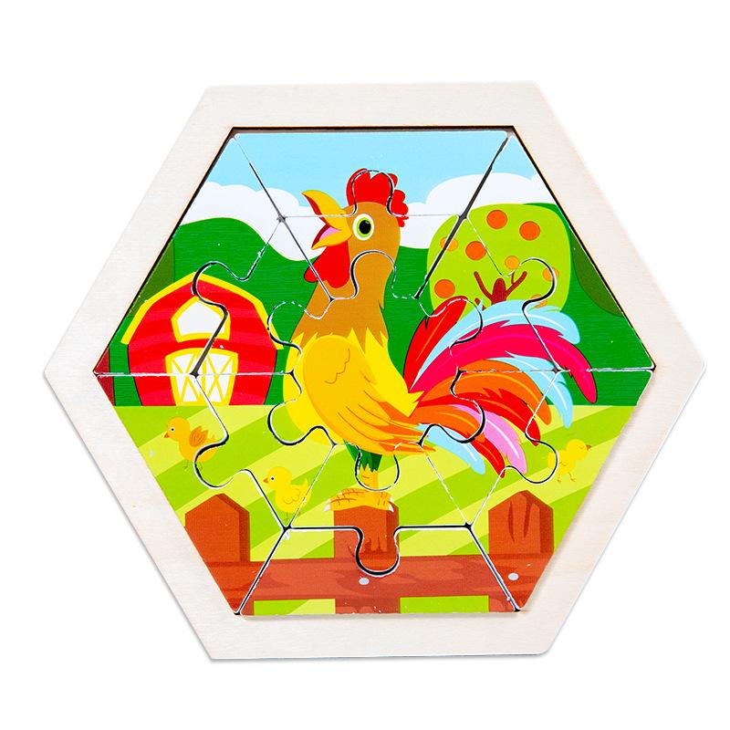 

New Kids Puzzle Small Hexagon Traffic Animal Dinosaur Creative Theme Educational Toys for Boys and Girls