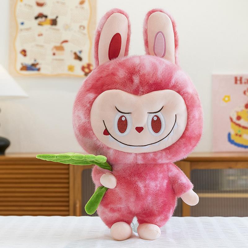 Păpușă POP MART populară, pânză tie-dye sable auriu, jucărie de pluș, pernă decorativă, păpușă inimă cu flori