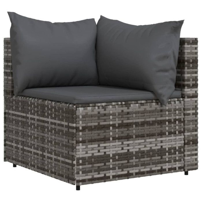 VidaXL Garden Corner Sofas and Cushions 2 Pcs Grey Wicker, Sofa, Garden Sofa, Sectional Corner Sofa, 319762