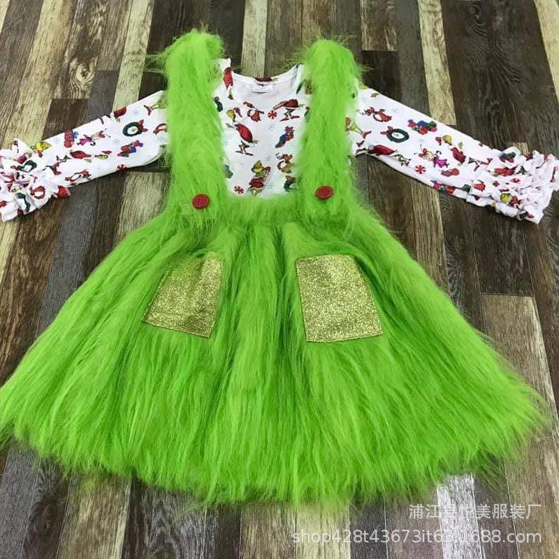 Nouveau costume de Noël Costume de Grinch aux cheveux verts pour enfants