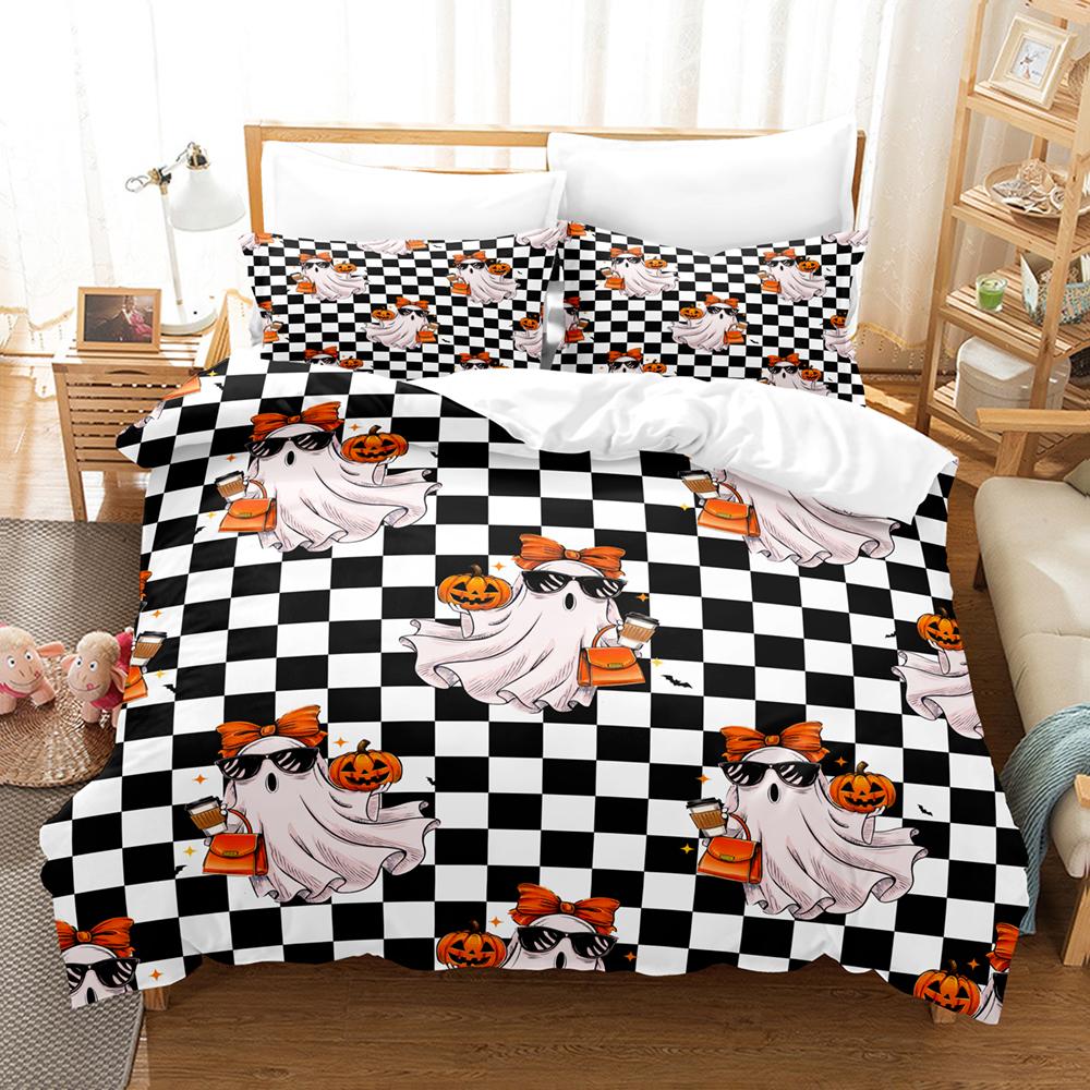 

Happy Halloween Ghost 3D Print Bedding Set Soft Duvet Cover King Queen Twin Size Birthday Gift fror Halloween Bedroom Decor EU Single 135x200cm