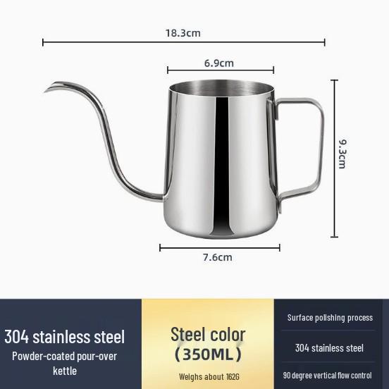Cafetera Portátil de Acero Inoxidable 304 de Boca Estrecha con Pico Largo para Control Pour-Over