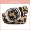 Leather Pattern Leopard Belt With Electroplated Buckle For Casual Women