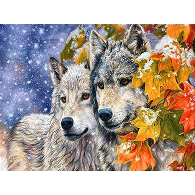 New 5D DIY Diamond Painting Snow Wolf Diamond Embroidery Animal Cross Stitch Full Round Drill Crafts Home Decor Art Gift