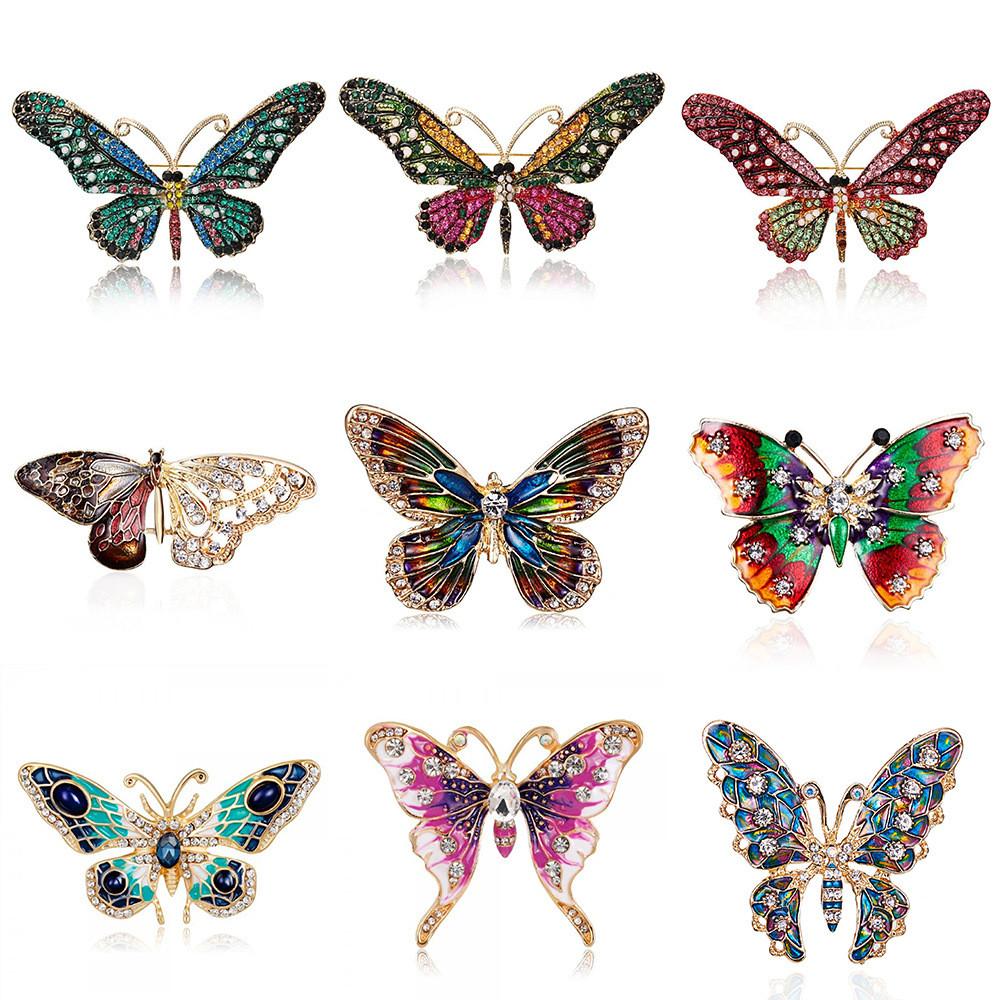 Vintage Butterfly Crystal Brooch Pin With Waterdrop Design For Women And Men