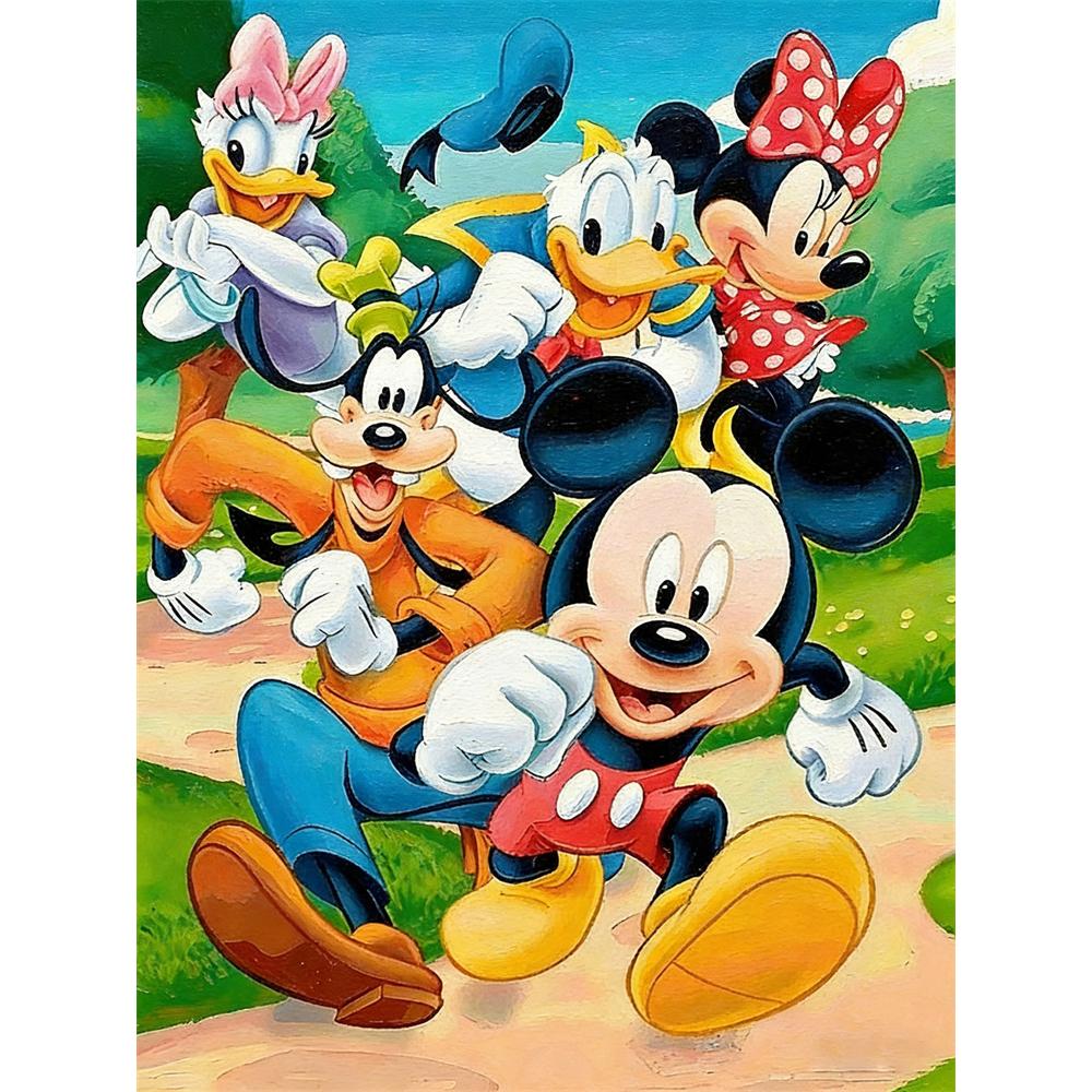 

Disney Diamond Painting Mickey Mouse Running Happily Illustration Wall Decoration Embroidery Full Diamond Cross Stitch DIY Gift Home Decoration Round 20x30cm