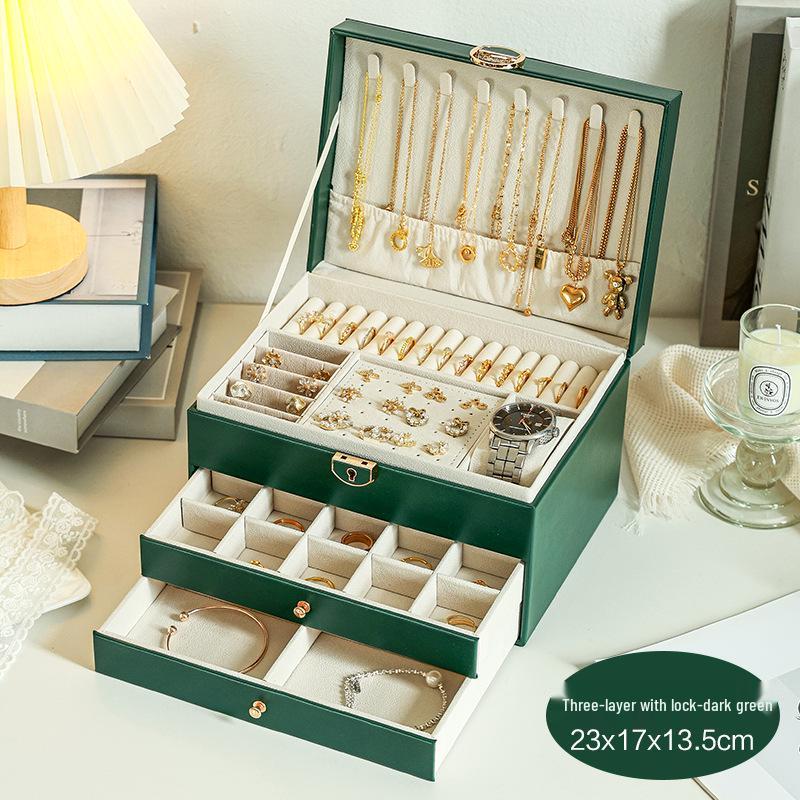 Locked Multi-Layer Jewelry Organizer: Anti-Oxidation Storage for Earrings, Necklaces, and Rings