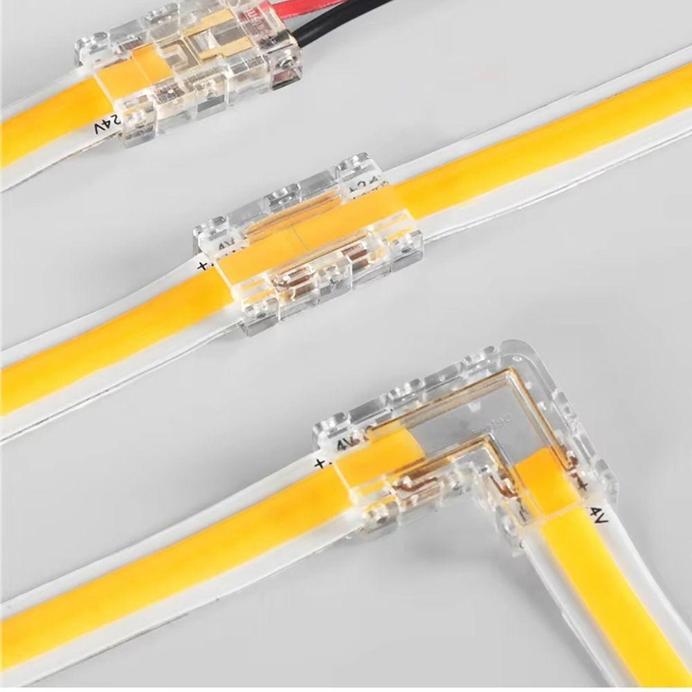 5Pcs/Set Transparent L-Shaped Corner LED Strip Connector For 5mm 8mm 10mm 2/3/4pin FOB Tape Light