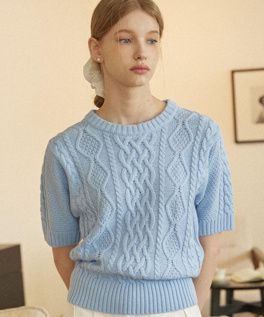 NONLOCAL Jane Cable Knit - Sky Blue