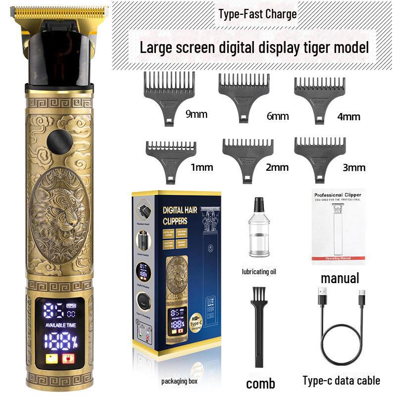 Rechargeable Electric Men's Hair Clipper: Waterproof, Special Carving Design