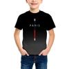 Children's Polyester Shirt, Designed with King's New York and Paris Diagonal Printing, Featuring the Entire Pattern and T-shirt Graphic for the Boy